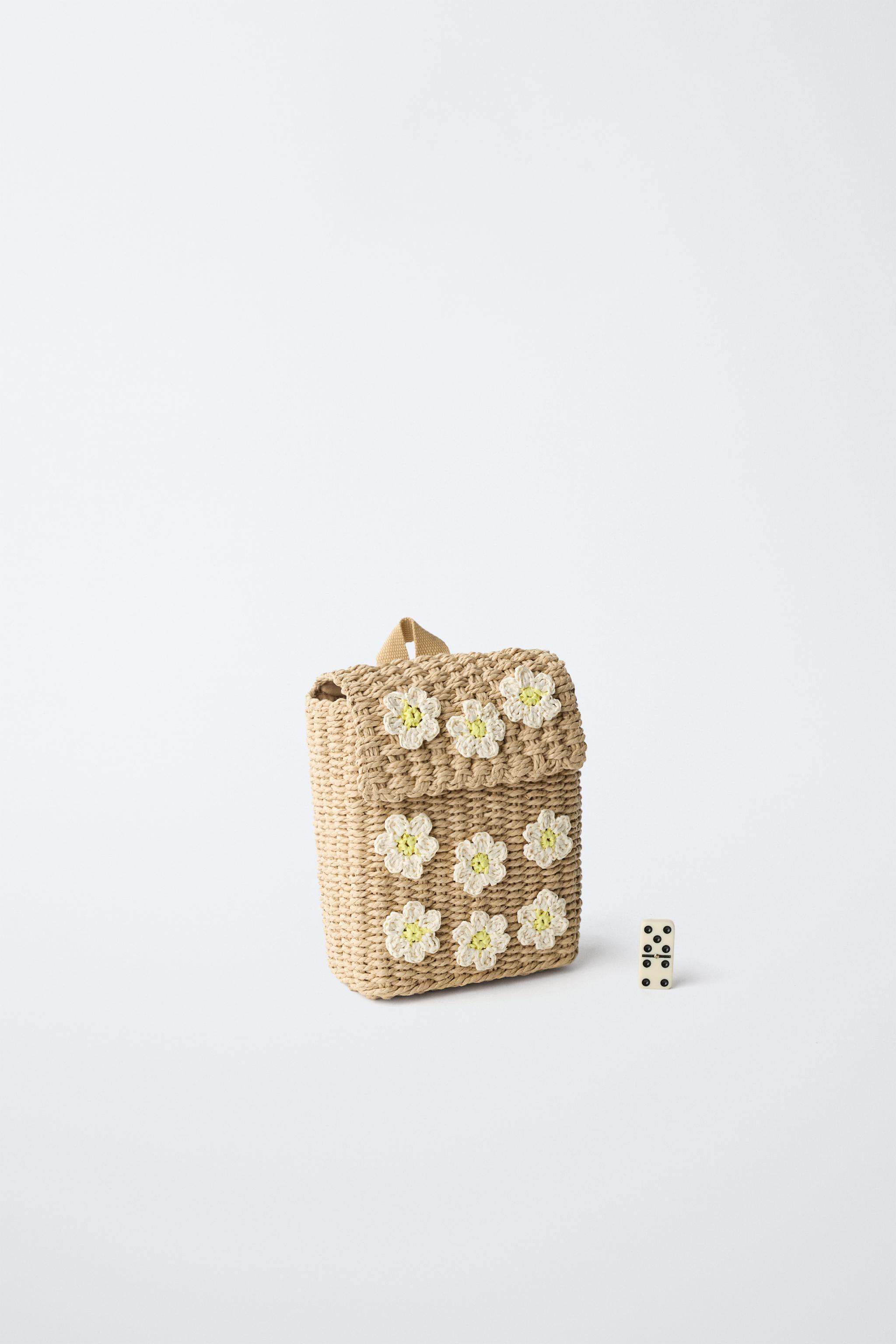 SAC À DOS EFFET RAFIA FLEURI